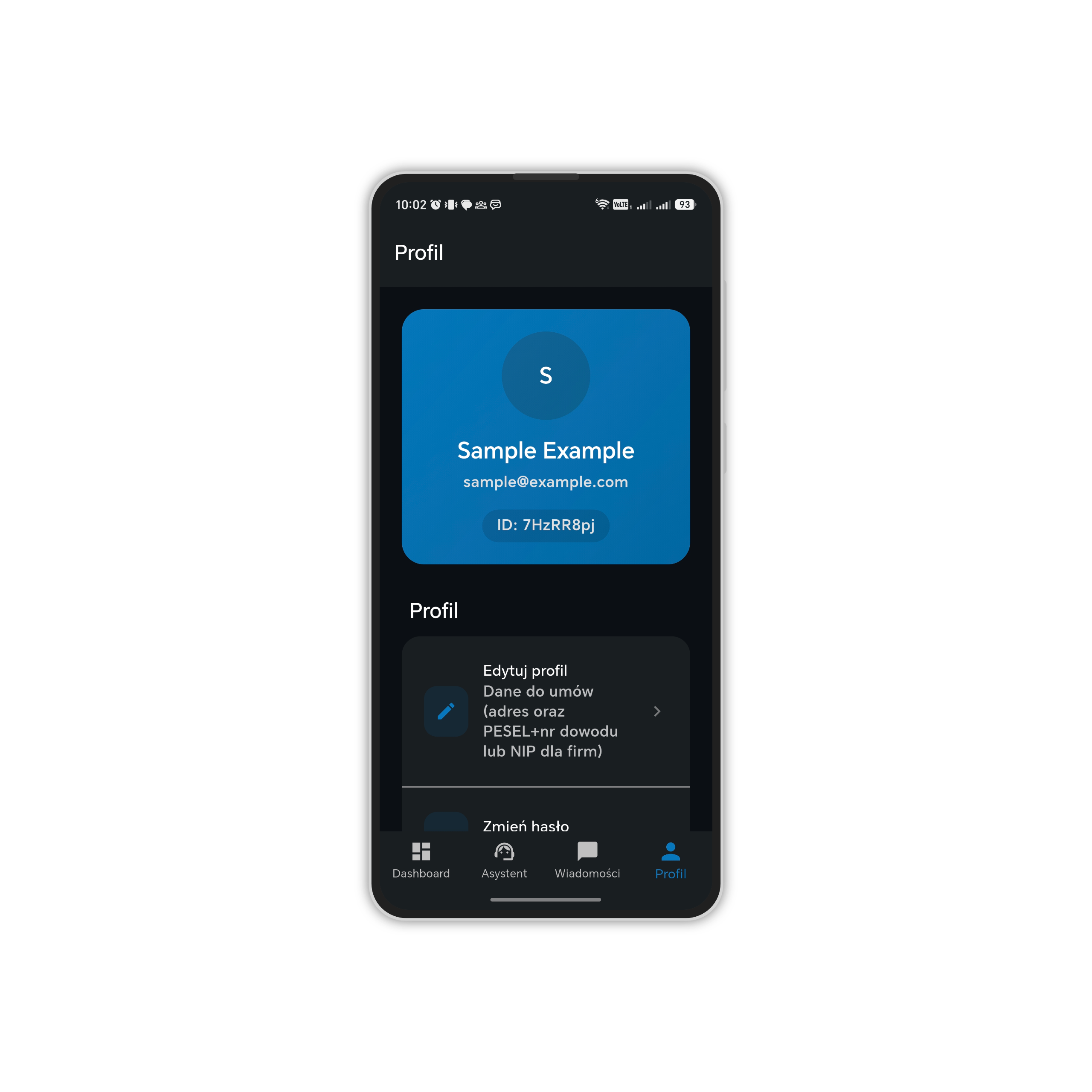 User profile in Polybility mobile app