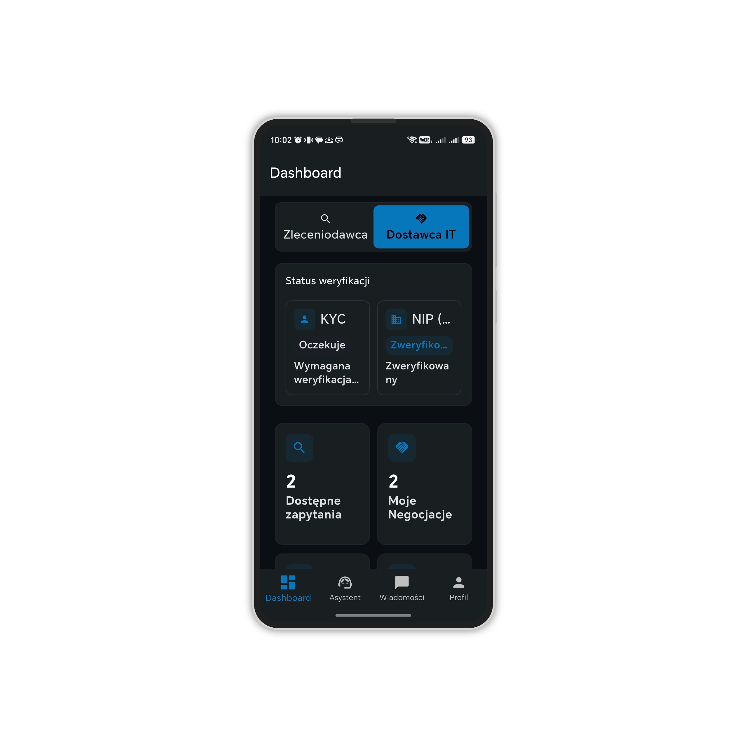 IT provider dashboard in Polybility mobile app