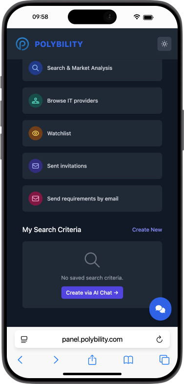 Seeker workspace in Polybility app on phone