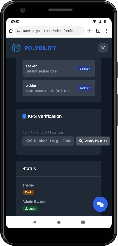 User details in Polybility app on phone